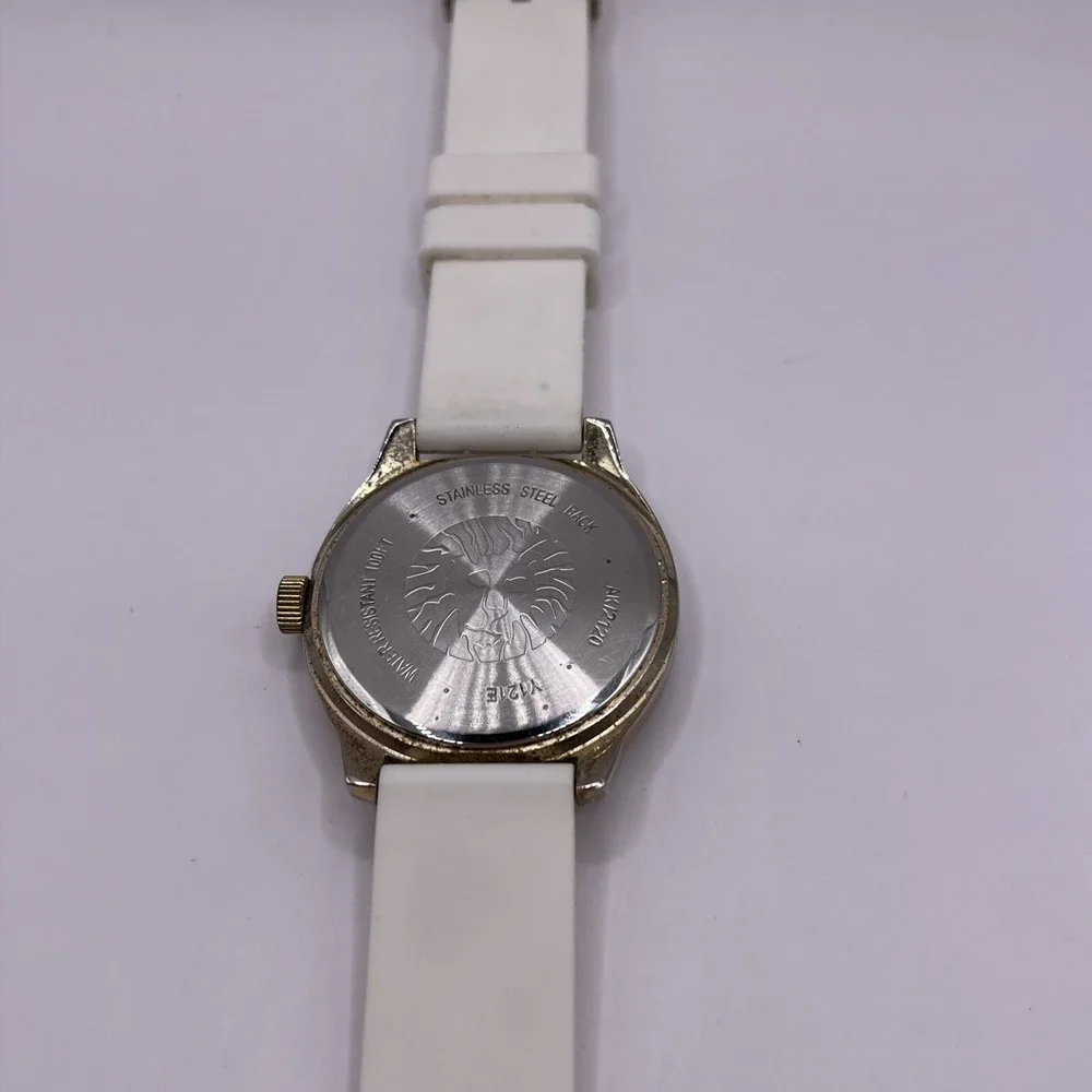 Anne Klein Women's Silver Tone Round Dial White‎ Silicone Band- New Battery!